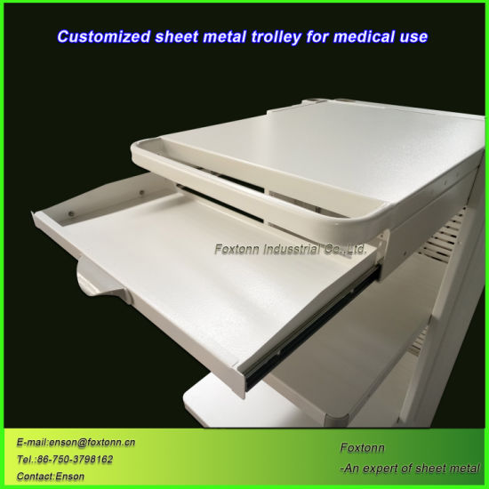 Sheet Metal Treatment Cart Medical Trolley with Casters